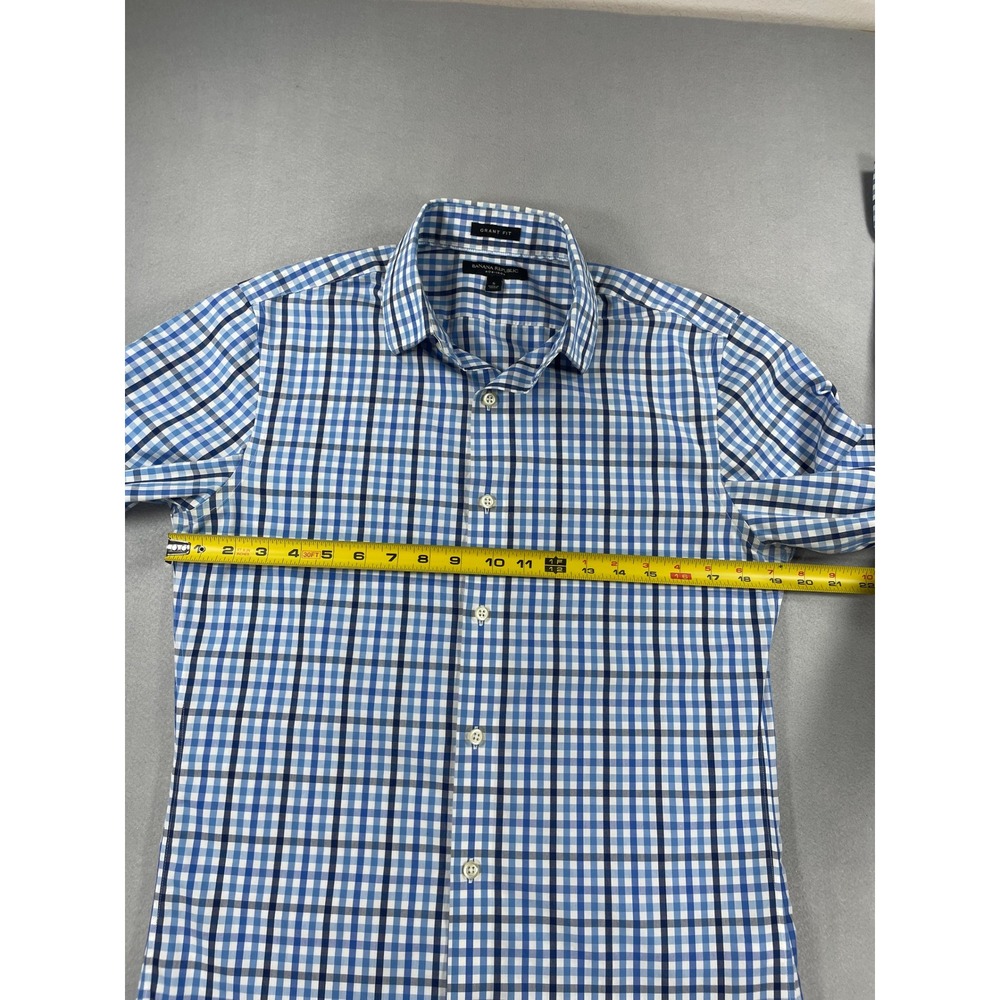 Banana Republic Button Down Shirt Mens Small Blue Plaid Woven Grant Fit Non-Iron - Picture 4 of 10